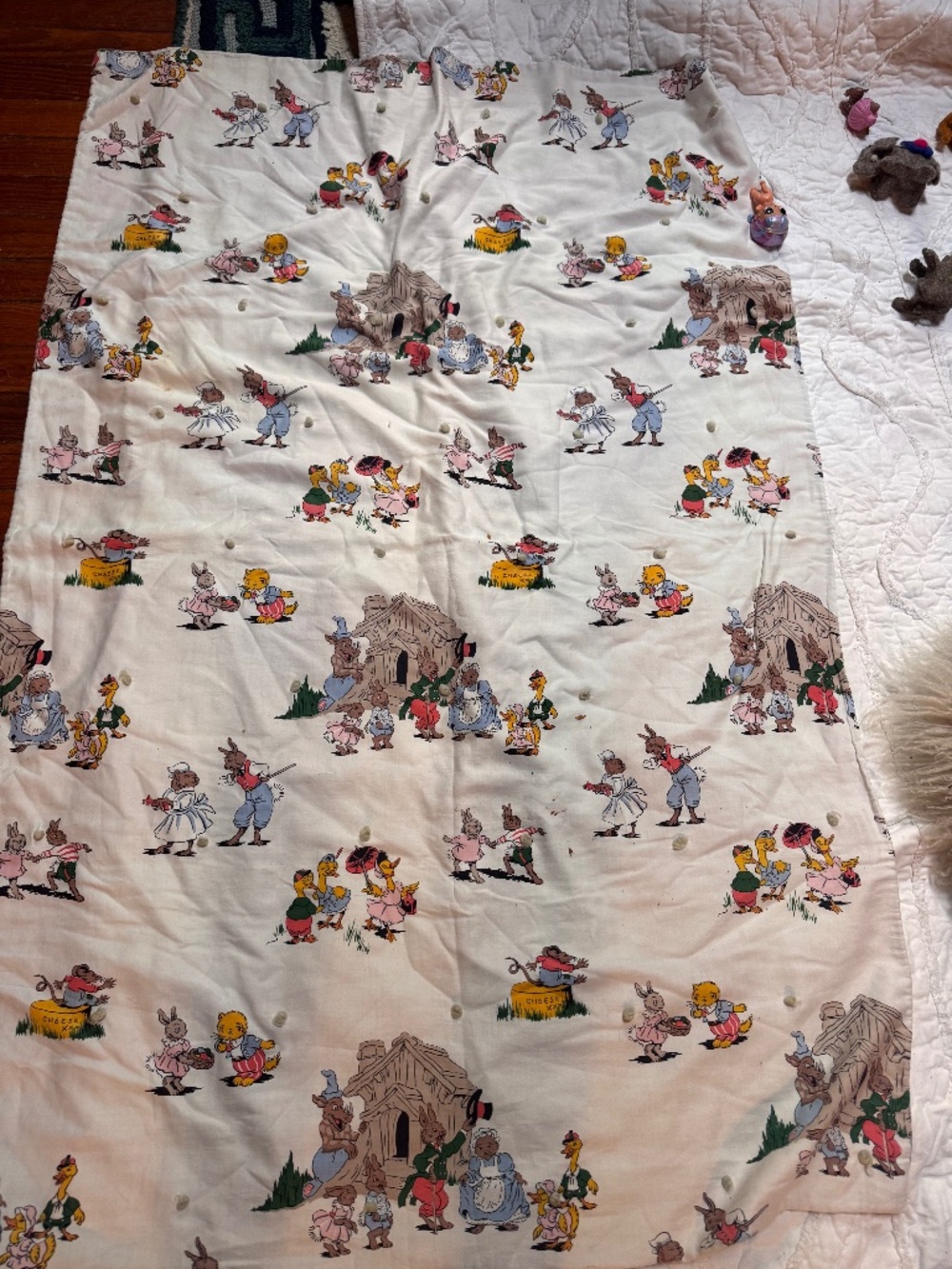 Vintage rare Children's Storybook Print crib blanket bedding